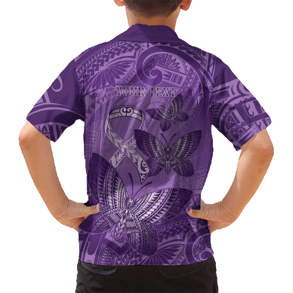 Personalised Polynesia Lupus Awareness Month Family Matching Summer Maxi Dress and Hawaiian Shirt Warrior Purple Ribbon Polynesian Butterflies LT14 - Polynesian Pride