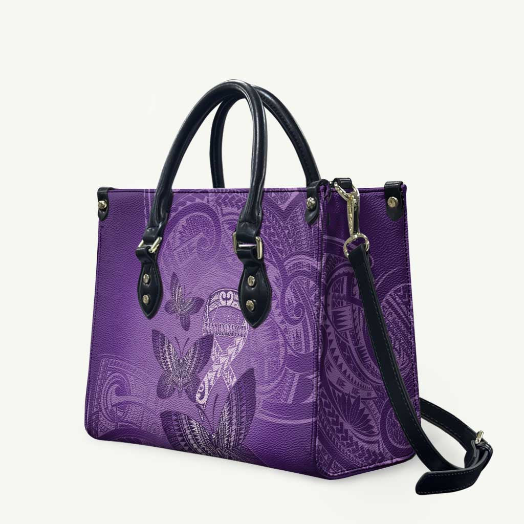 Polynesia Lupus Awareness Month Leather Bag Warrior Purple Ribbon Polynesian Butterflies LT14 Purple - Polynesian Pride