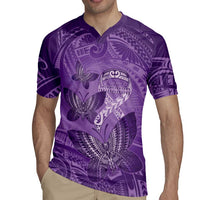 Personalised Polynesia Lupus Awareness Month Rugby Jersey Warrior Purple Ribbon Polynesian Butterflies