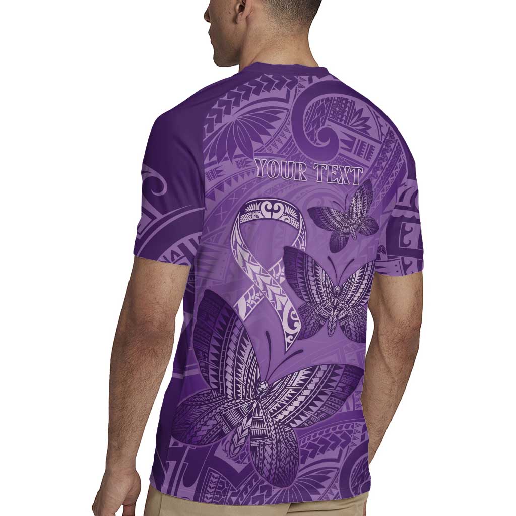 Personalised Polynesia Lupus Awareness Month Rugby Jersey Warrior Purple Ribbon Polynesian Butterflies