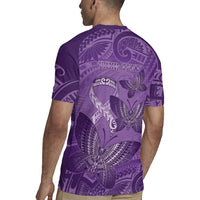 Personalised Polynesia Lupus Awareness Month Rugby Jersey Warrior Purple Ribbon Polynesian Butterflies