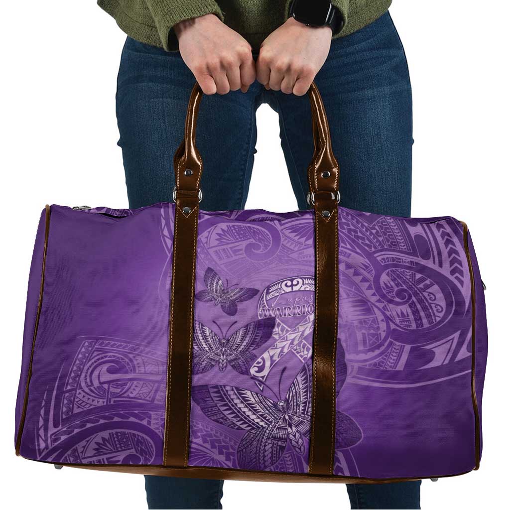 Polynesia Lupus Awareness Month Travel Bag Warrior Purple Ribbon Polynesian Butterflies LT14 Purple - Polynesian Pride