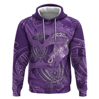 Personalised Polynesia Lupus Awareness Month Zip Hoodie Warrior Purple Ribbon Polynesian Butterflies LT14 Pullover Hoodie Purple - Polynesian Pride
