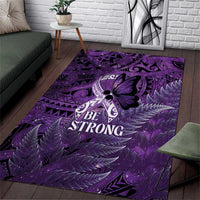 Lupus Awareness Month New Zealand Area Rug Be Strong Warrior Maori Silver Fern LT14 Purple - Polynesian Pride