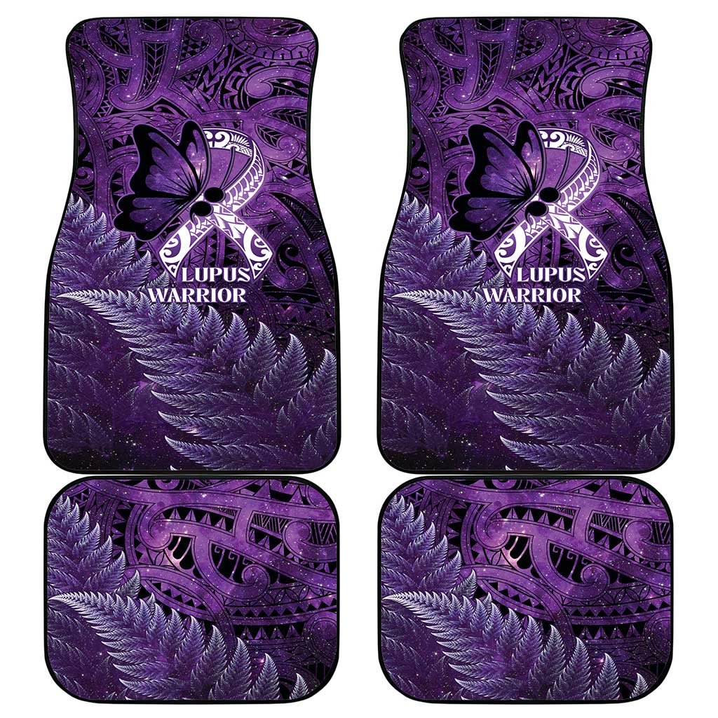 Lupus Awareness Month New Zealand Car Mats Be Strong Warrior Maori Silver Fern LT14 - Polynesian Pride