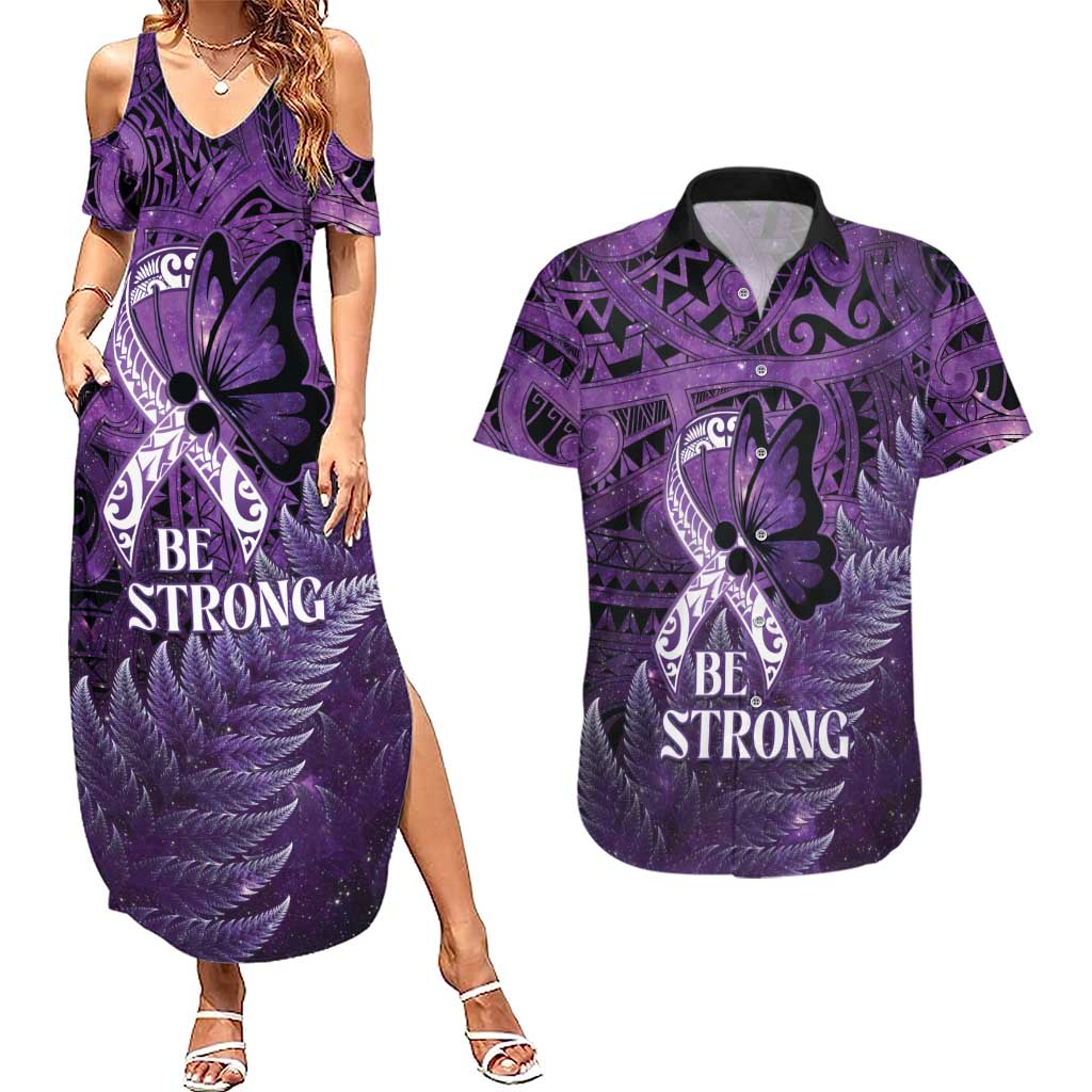 Lupus Awareness Month New Zealand Couples Matching Summer Maxi Dress and Hawaiian Shirt Be Strong Warrior Maori Silver Fern
