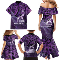 Lupus Awareness Month New Zealand Family Matching Mermaid Dress and Hawaiian Shirt Be Strong Warrior Maori Silver Fern