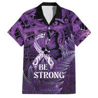 Lupus Awareness Month New Zealand Family Matching Off Shoulder Short Dress and Hawaiian Shirt Be Strong Warrior Maori Silver Fern LT14 Dad's Shirt - Short Sleeve Purple - Polynesian Pride