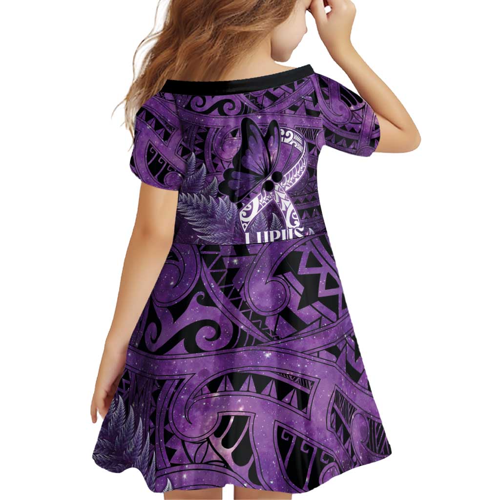 Lupus Awareness Month New Zealand Family Matching Short Sleeve Bodycon Dress and Hawaiian Shirt Be Strong Warrior Maori Silver Fern