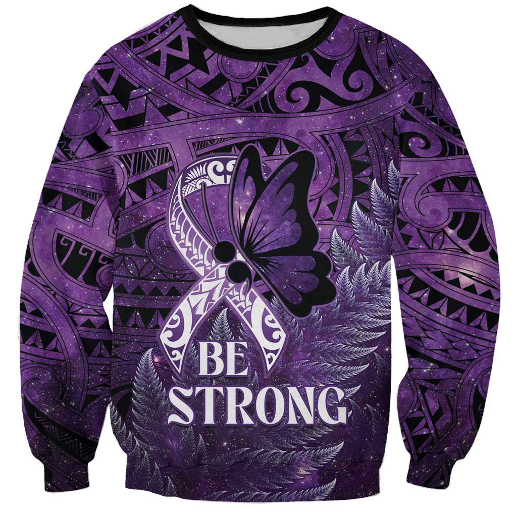 Lupus Awareness Month New Zealand Sweatshirt Be Strong Warrior Maori Silver Fern LT14 Unisex Purple - Polynesian Pride