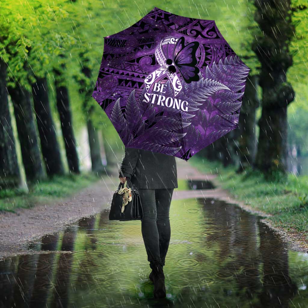 Lupus Awareness Month New Zealand Umbrella Be Strong Warrior Maori Silver Fern LT14 - Polynesian Pride