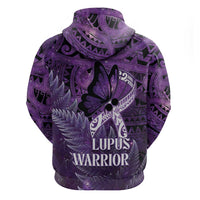 Lupus Awareness Month New Zealand Zip Hoodie Be Strong Warrior Maori Silver Fern