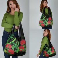 New Zealand Gecko Grocery Bag Aotearoa Maori With Pohutukawa Flowers LT14 - Polynesian Pride