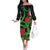 New Zealand Gecko Off The Shoulder Long Sleeve Dress Aotearoa Maori With Pohutukawa Flowers