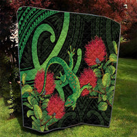 New Zealand Gecko Quilt Aotearoa Maori With Pohutukawa Flowers LT14 - Polynesian Pride