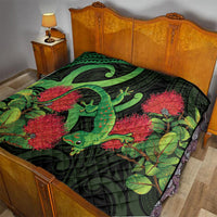 New Zealand Gecko Quilt Aotearoa Maori With Pohutukawa Flowers LT14 - Polynesian Pride