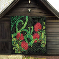 New Zealand Gecko Quilt Aotearoa Maori With Pohutukawa Flowers LT14 - Polynesian Pride