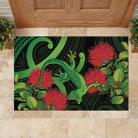 New Zealand Gecko Rubber Doormat Aotearoa Maori With Pohutukawa Flowers LT14 - Polynesian Pride