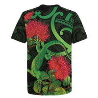 New Zealand Gecko Rugby Jersey Aotearoa Maori With Pohutukawa Flowers