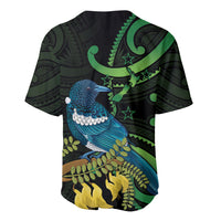 New Zealand Tui Bird Baseball Jersey Aotearoa Maori With Kowhai Flowers LT14 - Polynesian Pride