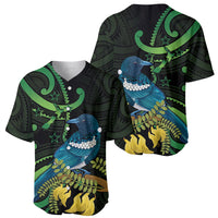 New Zealand Tui Bird Baseball Jersey Aotearoa Maori With Kowhai Flowers LT14 - Polynesian Pride