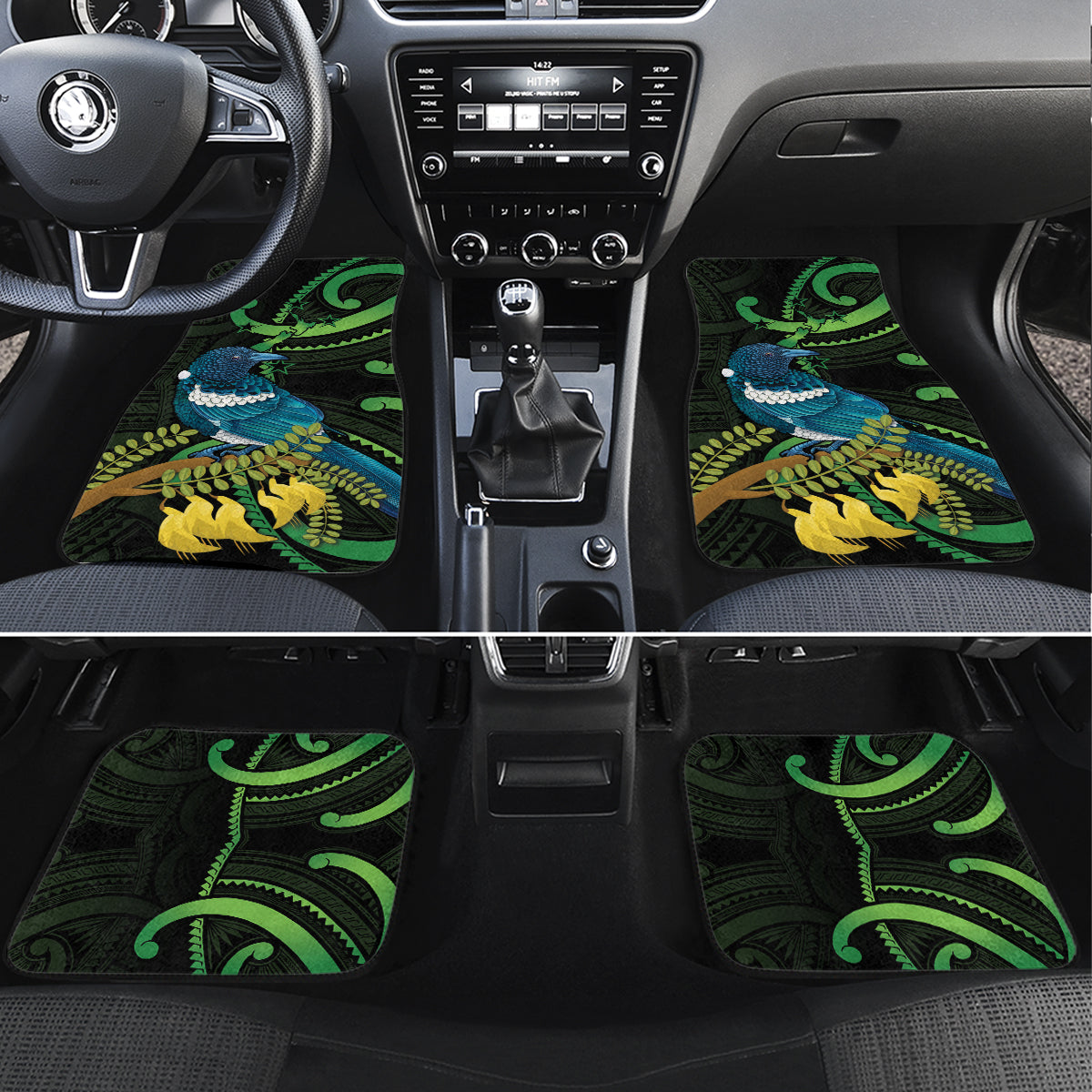 New Zealand Tui Bird Car Mats Aotearoa Maori With Kowhai Flowers