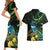 New Zealand Tui Bird Couples Matching Short Sleeve Bodycon Dress and Hawaiian Shirt Aotearoa Maori With Kowhai Flowers