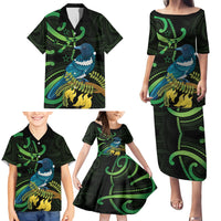 New Zealand Tui Bird Family Matching Puletasi and Hawaiian Shirt Aotearoa Maori With Kowhai Flowers LT14 - Polynesian Pride