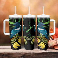 New Zealand Tui Bird Tumbler With Handle Aotearoa Maori With Kowhai Flowers LT14 - Polynesian Pride