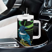 New Zealand Tui Bird Tumbler With Handle Aotearoa Maori With Kowhai Flowers LT14 - Polynesian Pride