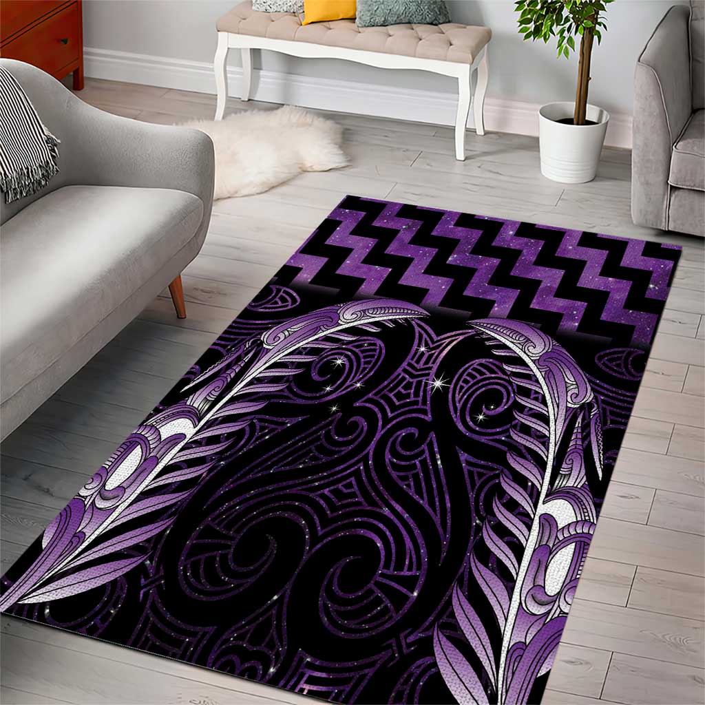 Purple Matariki New Zealand Area Rug Maori Poutama Galaxy Vibes LT14 - Polynesian Pride
