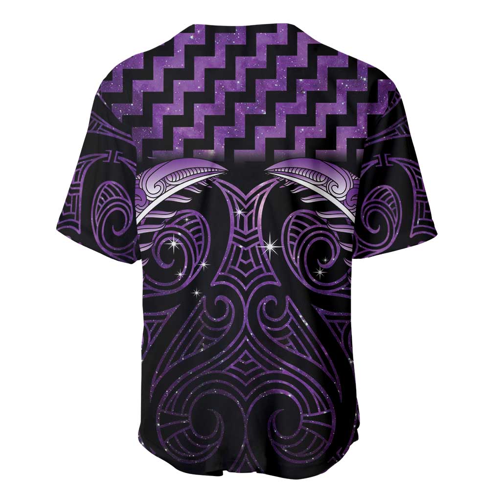 Purple Matariki New Zealand Baseball Jersey Maori Poutama Galaxy Vibes LT14 - Polynesian Pride