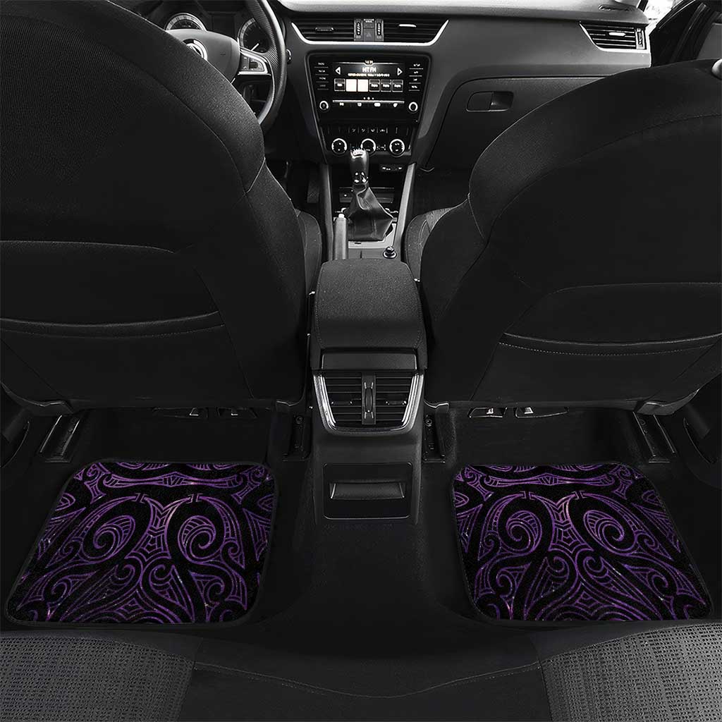 Purple Matariki New Zealand Car Mats Maori Poutama Galaxy Vibes LT14 Set 2pcs - Back Purple - Polynesian Pride