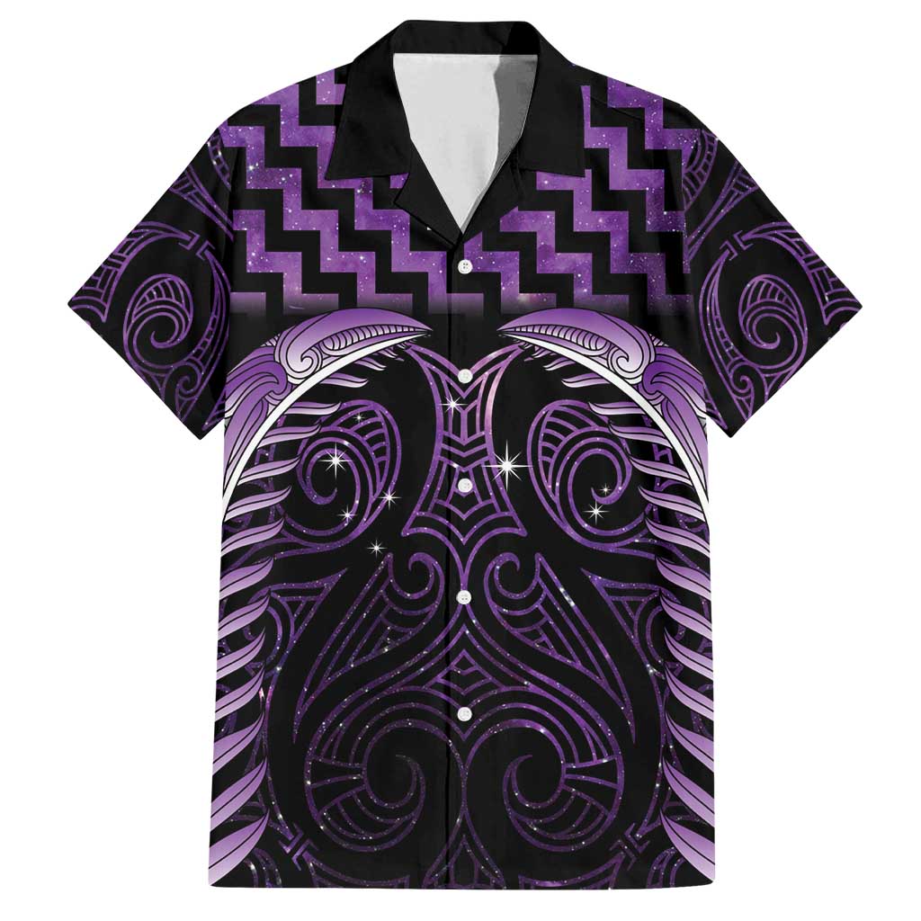 Purple Matariki New Zealand Family Matching Long Sleeve Bodycon Dress and Hawaiian Shirt Maori Poutama Galaxy Vibes