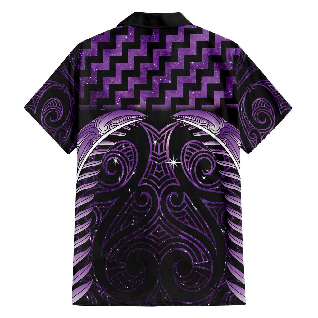 Purple Matariki New Zealand Family Matching Long Sleeve Bodycon Dress and Hawaiian Shirt Maori Poutama Galaxy Vibes