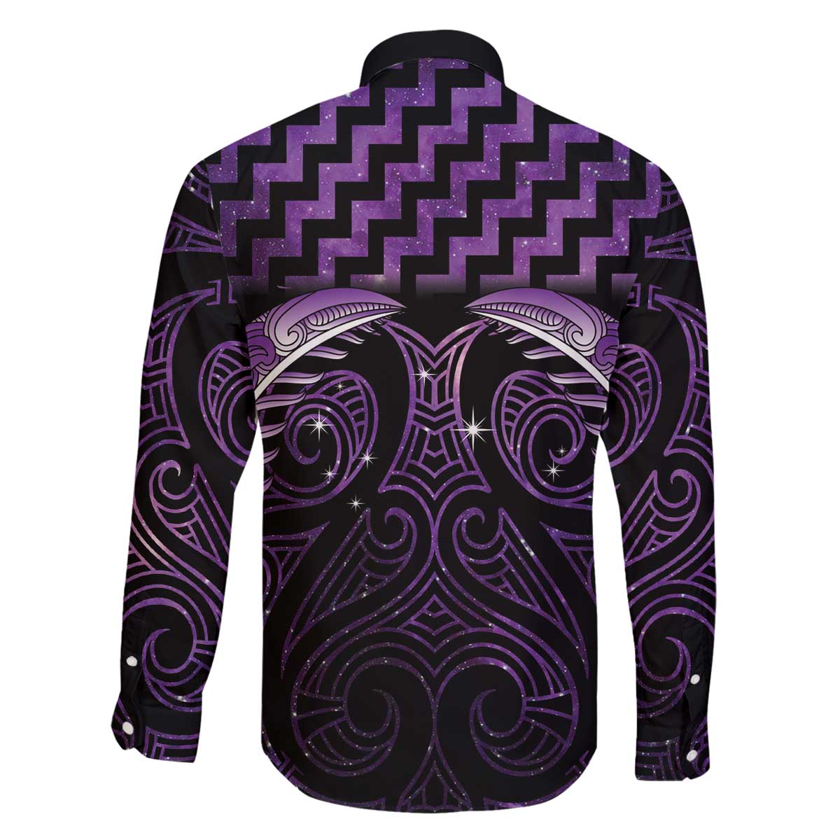 Purple Matariki New Zealand Family Matching Off The Shoulder Long Sleeve Dress and Hawaiian Shirt Maori Poutama Galaxy Vibes
