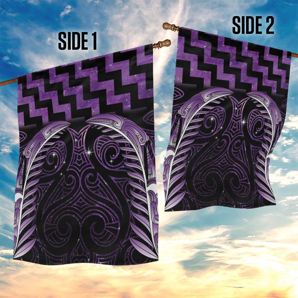 Purple Matariki New Zealand Garden Flag Maori Poutama Galaxy Vibes LT14 - Polynesian Pride