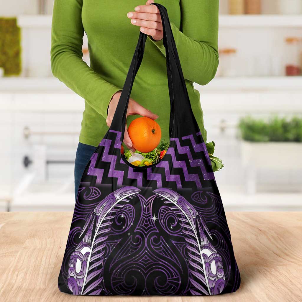 Purple Matariki New Zealand Grocery Bag Maori Poutama Galaxy Vibes LT14 - Polynesian Pride