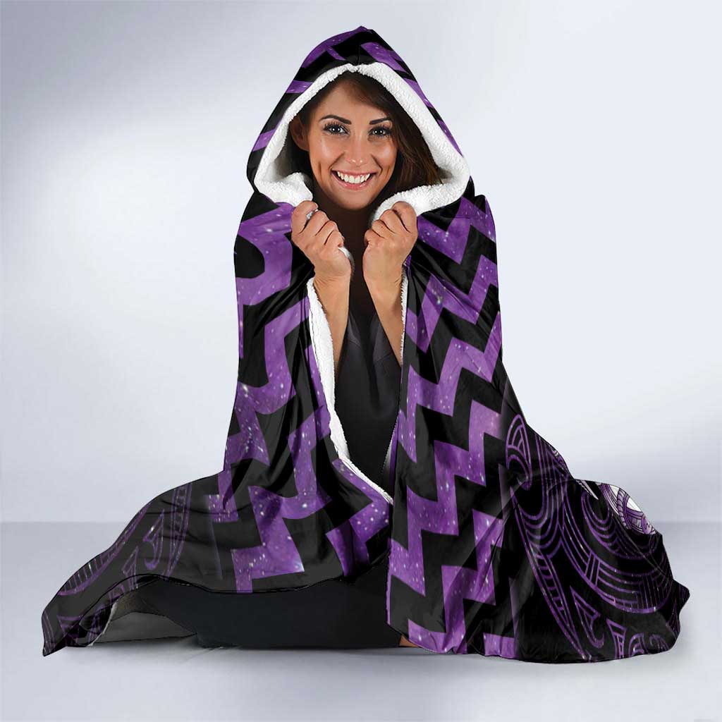Purple Matariki New Zealand Hooded Blanket Maori Poutama Galaxy Vibes LT14 - Polynesian Pride
