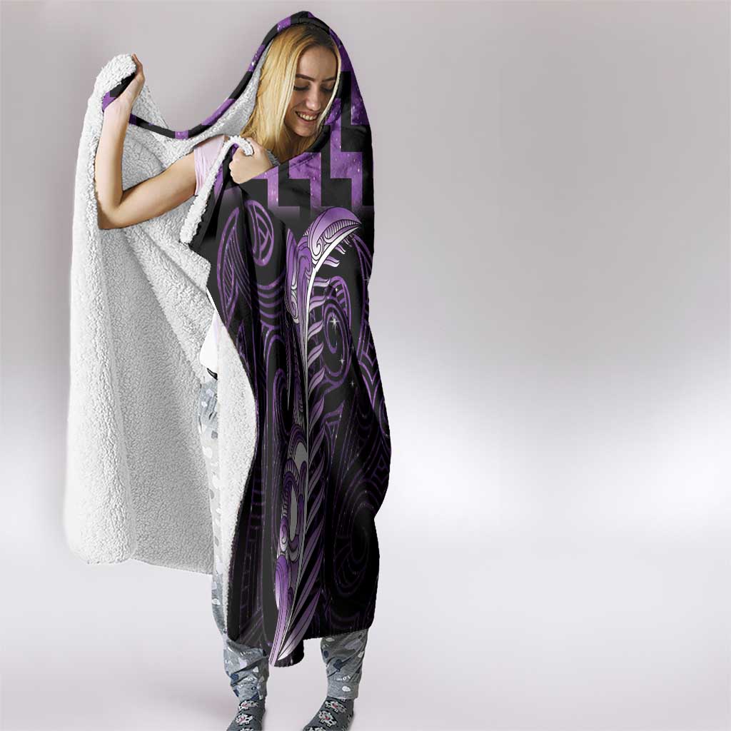 Purple Matariki New Zealand Hooded Blanket Maori Poutama Galaxy Vibes LT14 - Polynesian Pride
