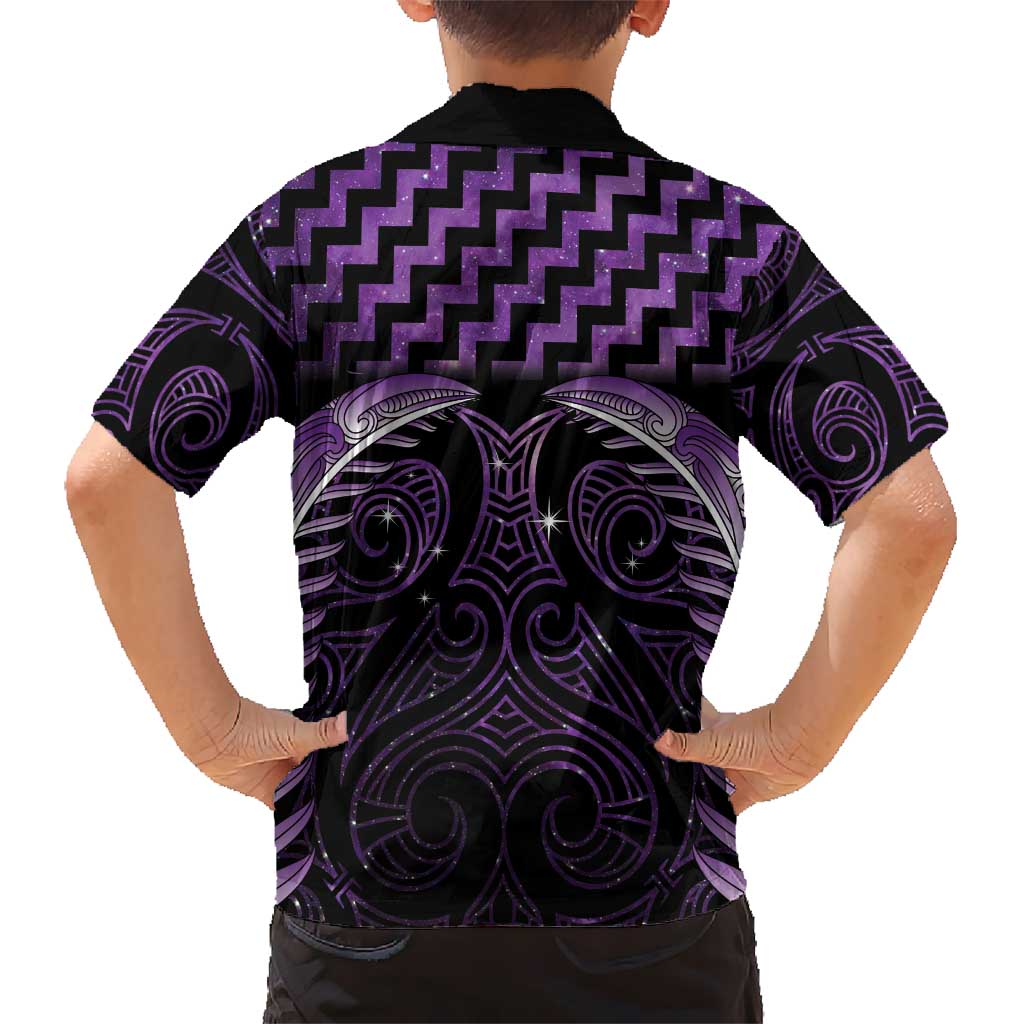 Purple Matariki New Zealand Kid Hawaiian Shirt Maori Poutama Galaxy Vibes LT14 - Polynesian Pride