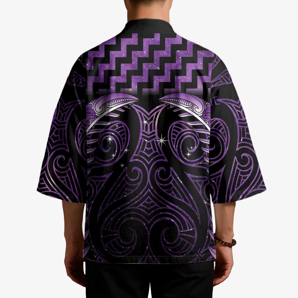 Purple Matariki New Zealand Kimono Maori Poutama Galaxy Vibes - Polynesian Pride