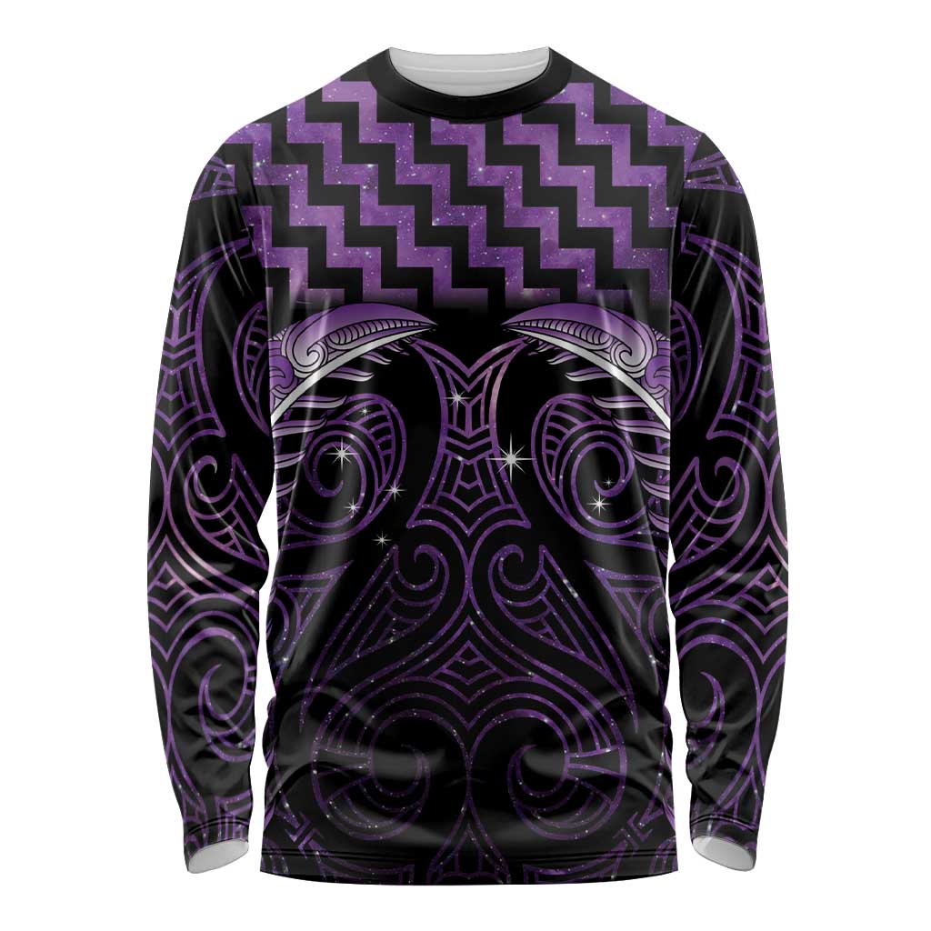Purple Matariki New Zealand Long Sleeve Shirt Maori Poutama Galaxy Vibes LT14 Unisex Purple - Polynesian Pride