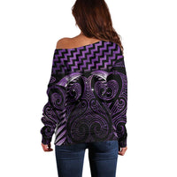 Purple Matariki New Zealand Off Shoulder Sweater Maori Poutama Galaxy Vibes LT14 - Polynesian Pride