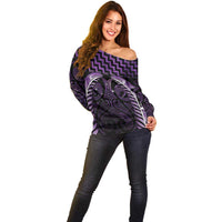 Purple Matariki New Zealand Off Shoulder Sweater Maori Poutama Galaxy Vibes LT14 - Polynesian Pride