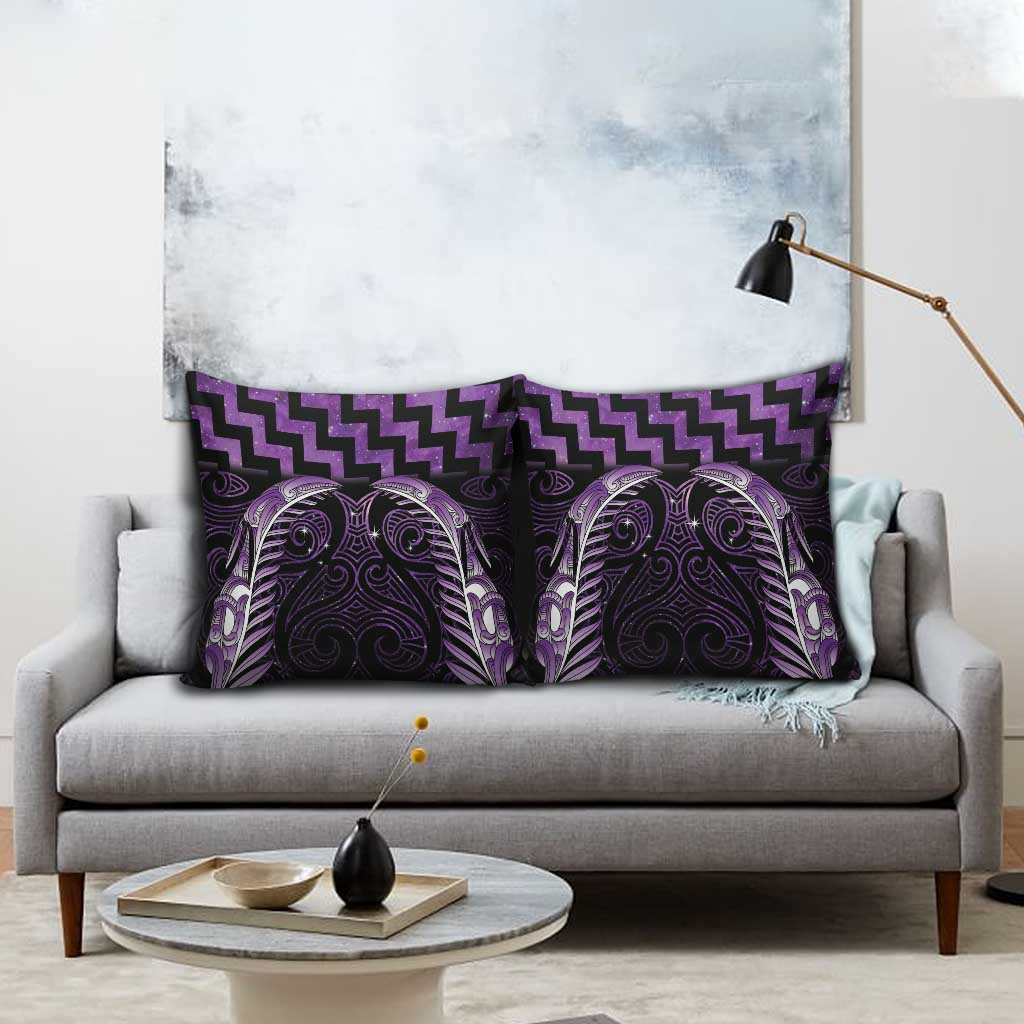 Purple Matariki New Zealand Pillow Cover Maori Poutama Galaxy Vibes - Polynesian Pride