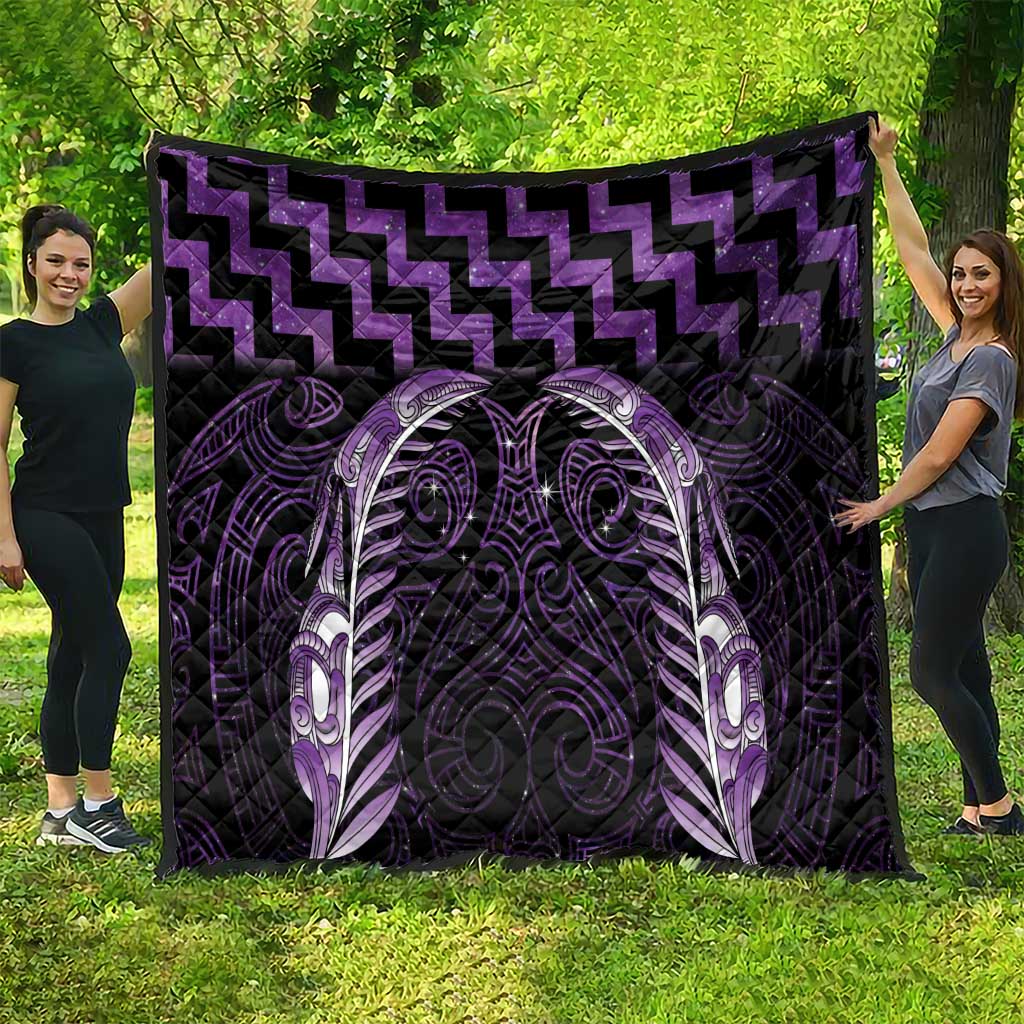 Purple Matariki New Zealand Quilt Maori Poutama Galaxy Vibes LT14 - Polynesian Pride