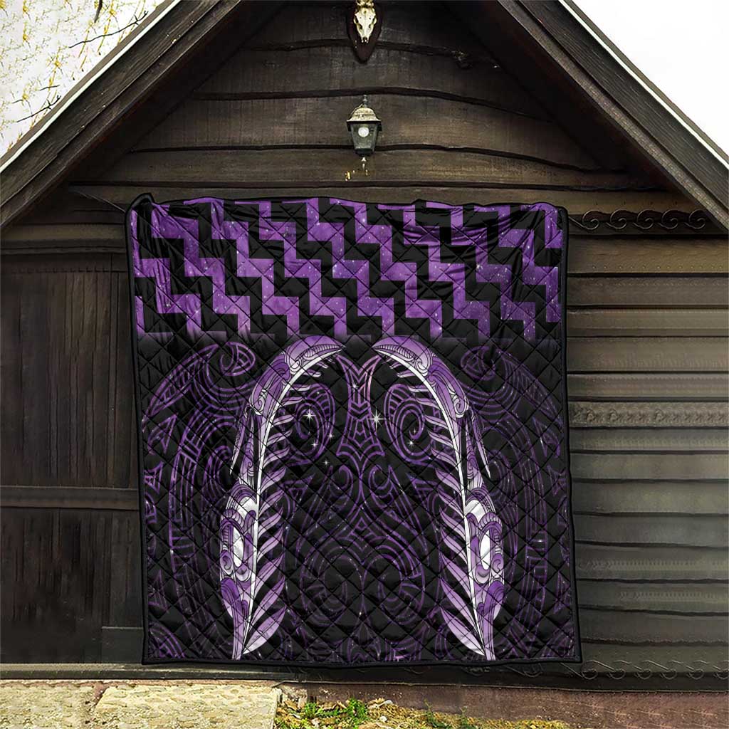 Purple Matariki New Zealand Quilt Maori Poutama Galaxy Vibes LT14 - Polynesian Pride