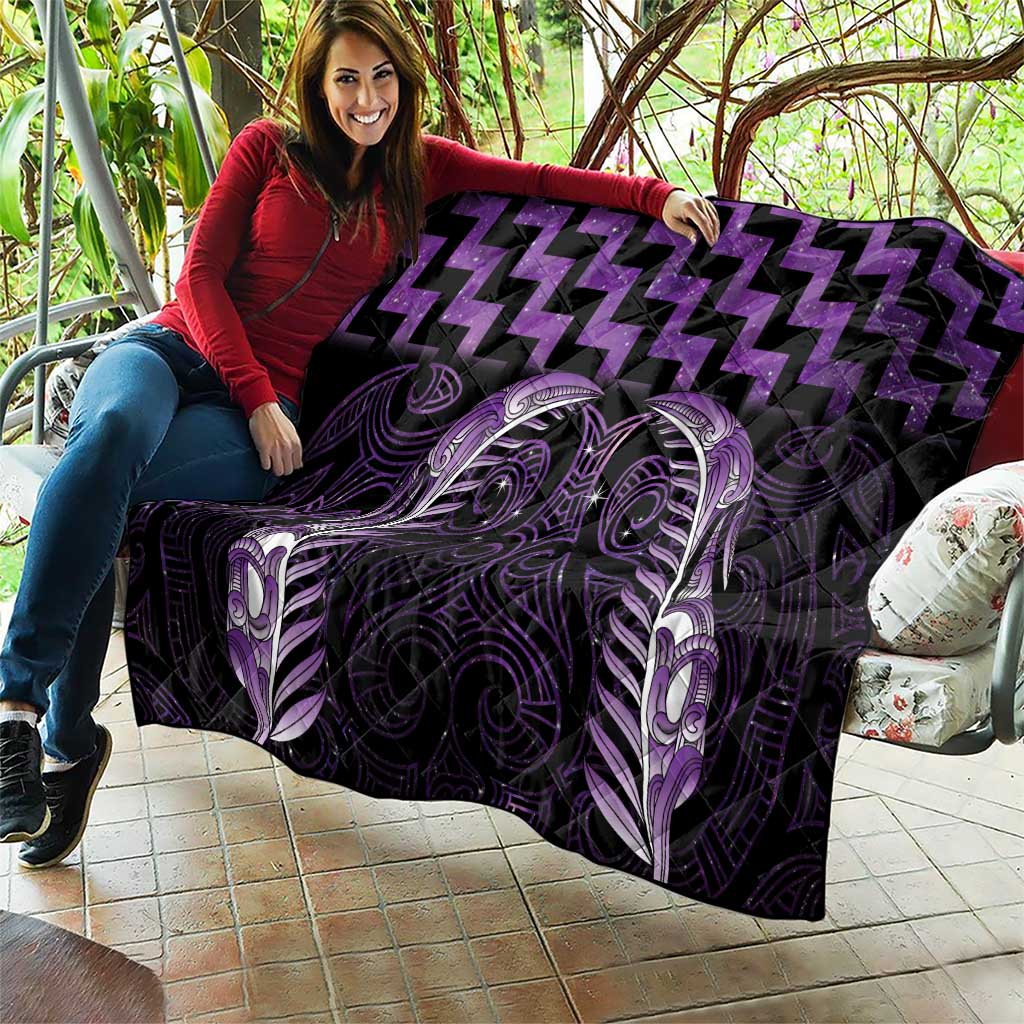 Purple Matariki New Zealand Quilt Maori Poutama Galaxy Vibes LT14 - Polynesian Pride