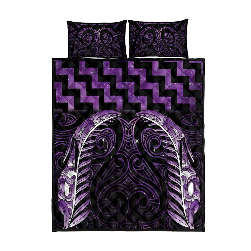 Purple Matariki New Zealand Quilt Bed Set Maori Poutama Galaxy Vibes LT14 - Polynesian Pride